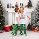 Christmas Pajamas for Family Matching Holiday PJ's Jammies Sets with Short Sleeve Tee and Pants Sleepwear Loungewear (Large, Green Light Ball)