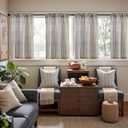 jinchan Striped Linen Kitchen Curtains 36 Inches Length Tier Curtains Farmhouse Modern Cafe Small Window Treatments Airy Light Filtering Rod Pocket for Living Room Bathroom 2 Panels Jet Black