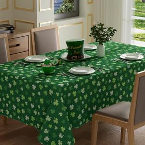 XCHI Green Shamrocks St. Patrick's Day Tablecloth Rectangle Table Cloth Washable Table Covers for Indoor Dining Home Party Decorations 60x120 Inch