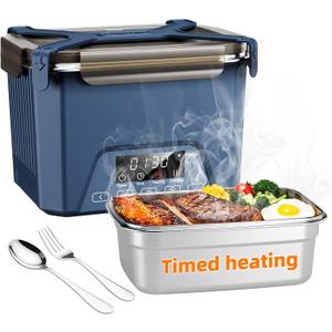 Cordless Electric Lunch Box for Adults, Heated Lunch Box 20000 mAh Battery Powered with Automatic Heating, 1.2L Portable Food Warmer, BPA Free (Blue)
