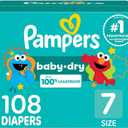 Pampers Diapers - Baby Dry - Size 7, 108 Count, Absorbent Disposable Infant Diaper (Packaging May Vary)