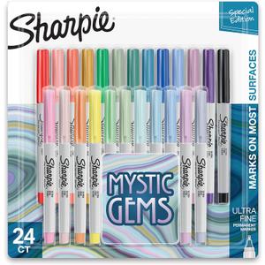 Sharpie Permanent Markers, Mystic Gems Special Edition Pack, Ultra Fine Point, Assorted Colors, 24 Count - Arts & Crafts, Office Supplies
