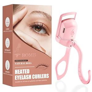 Heated Eyelash Curler Fast Heat Up in 5s - C-Shaped Eyelash Curler for 24H Long Lasting Curls - Safe Anti-Burn Rechargeable Electric Lash Curler Elevate Your Beauty with Stunning Lashes (Pink, L)