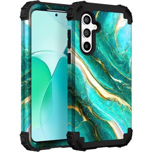 Hocase for Galaxy S23 FE Case, Heavy Duty Shockproof Protection Soft Silicone Rubber+Hard Plastic Bumper Hybrid Protective Case for Samsung Galaxy S23 FE 5G (6.4") 2023 - Emerald Green