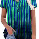 WRRH Women's Summer Short Sleeve Tunic Plus size ladies shirts Floral Blouse Loose Flowy Tops for Leggings M-4XL (M)