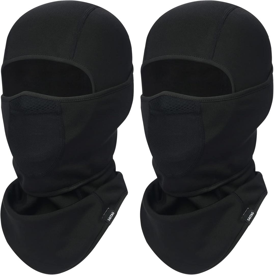Balaclava Ski Mask Warm Face Mask for Cold Weather Winter Skiing Snowboarding Motorcycling Ice Fishing Men (Black & Black)