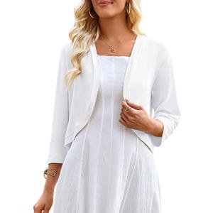 Yekaty Womens 3/4 Sleeve Bolero Shrug Open Front Cropped Summer Lightweight Cardigan, L