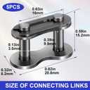 OIIKI 5 PCS Roller Chain Offset Link #41, Steel Alloy Master Connector Link, Heavy Duty Crank Link Suitable for Motorcycle, Bike, Home and Industrial Machinery, Sports Utility Vehicles