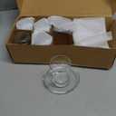 Turkish Tea Glass Set, Big Size, Slim Waist Design with Thick Base Prevent Tea From Getting Cold, Easy to Keep for 6 People, 6 Elliptical Saucers, 6 Glasses, Useful Set (12 Pieces)