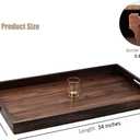 34 x 20 Inches Extra Large Rectangle Black Walnut Wood Ottoman Tray with Handles, Serve Tea, Coffee Classic Wooden Decorative Serving Tray