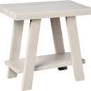 Roundhill Furniture Athens Contemporary Wood Shelf Side Table, White (Small End Table)