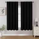 CUCRAF Black Blackout Curtains 45 inch Length 2 Panels Set, Rod Pocket Room Darkening Drapes for Bedroom Living Room, Insulated Thermal Light Blocking Window Curtain (W52 x L45 Inch)