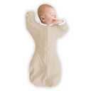 SwaddleDesigns Organic Transitional Swaddle Sack, Arms Up Swaddle with Half-Length Sleeves & Mitten Cuffs, Small, 0-3 Months, 6-14 lbs, Sand Dollar