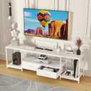 GYIIYUO TV Stand with Fabric Drawers for 55 60 65 Inches TV - Entertainment Center and Industrial TV Console Table with Open Storage Shelves for Living Room, Bedroom - 55.1" White