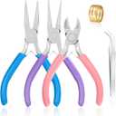 3 Pcs Jewelry Pliers Set - Needle Nose, Round Nose and Wire Cutters for Jewelry Making, Repair and CraftsWire Wrapping Beading Crafts Pliers, 3pcs-Mixed Color