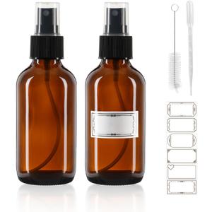 120ml Glass Spray Bottles with Fine Mist Sprayer 2Pack, Small Amber Glass Spray Bottles 4 oz for Perfumes,Cleaning Products,Pet Spray (4fl.oz, Set of 2)
