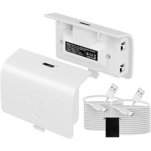 Controller Battery Pack Compatible with Xbox Series S/X with Type-C Charging Port, 2 x 1400 mAh Rechargeable Batterries for Xbox Series (Not for The Controller with Micro-USB Charging Port) (White)