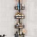 cutefafa Rustproof Corner Shower Caddy Tension Pole, 4 Large Baskets for Bathtub Shampoo Storage Organizer Bathroom Height Adjustable Shelves from 23.6 to 114.5 Inch with Towel Bar