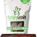 Nature Gnaws Beef Gullet Chews for Large Dogs 9-10" (50 Count) - Natural Beef Jerky Stick Dog Chew Treats - Rawhide Free