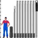 Paint Roller Extension Pole 11.8Ft,10 Segmented Lightweight Stainless Steel Telescopic Pole, Extension Pole with Tapered Adapter, Extendable Roller Pole for Painting and Cleaning Tools, Mop Handle