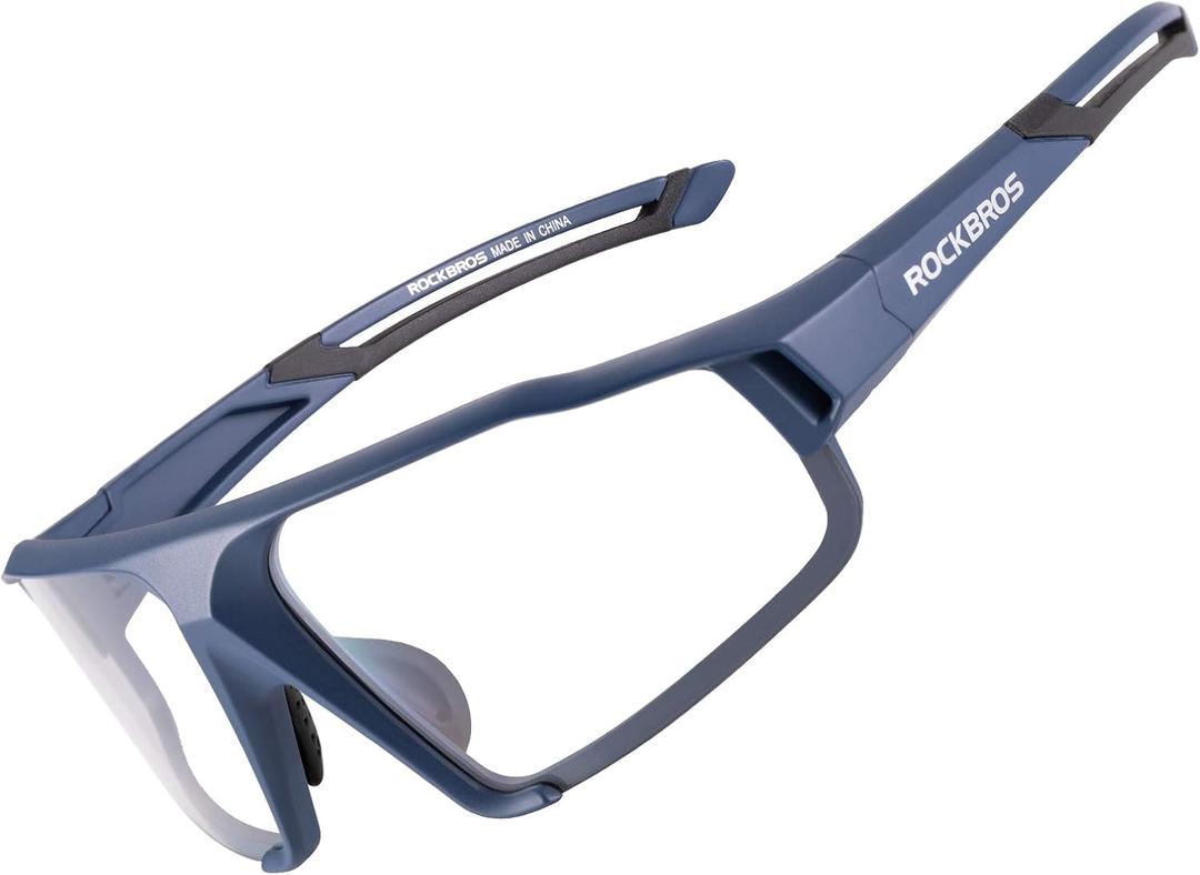 ROCKBROS Photochromic Cycling Glasses for Men - Clear Safety Glasses for Road Mountain Bike Bicycle (Blue)