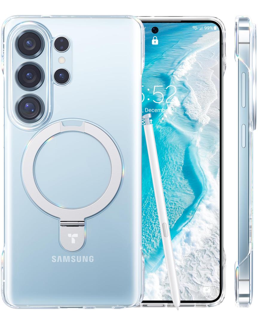 TORRAS Ultra Slim for Samsung Galaxy S26 Ultra Case Clear with Magnetic Stand, [Never Yellow] [Fit for MagSafe] [Openedge]Frameless Thin Minimalist for S26 Ultra Case with Kickstand, Hard Protection