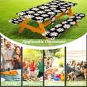 Fitted Picnic Table Cover with Bench Covers, Windproof Vinyl Table Cloths Outside Camping Cooking Backyard Furniture Seat Cushion Tablecloth Activities Party Decor Decorations Para Acampar Equipment