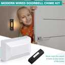 Saillong Wired Door Bell Chime Kit, 2 16V 10VA Two Note Lighted Doorbell Push Buttons for Front, Rear Door and Door Bells Chime Box for Home Wall, Compatible with Most Doorbells (Black, Yellow Light)