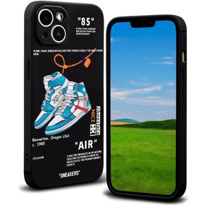 Cool Phone Case for iPhone 14 Case for Boys Men Street Design Aesthetic Shockproof Basketball Sneaker Sports Designer Cases Compatible with iPhone 14 Black