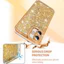 ZIYE for iPhone 16 Glitter Case Cute Luxury Dimond Shiny Design for Women Girls Soft TPU Shockproof Protective Slim Sparkle Bling Phone Case Gold
