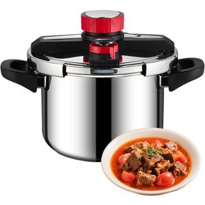 Pressure Cooker - 3-in-1 Stainless Steel Pressure Cooker Compatible With gas Stoves and Induction Cookers Featuring an easy-to-open Lid Safety Lock System and Adjustable pressure Valve