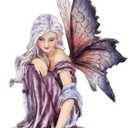 Pacific Giftware 5.25 Inch Fairyland Purple Winged Fairy with Red Rose Statue Figurine