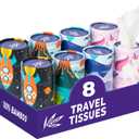 Bim Bam Boo 100% Bamboo Facial Tissue Tubes, 3-ply Hypoallergenic Travel Tissues in Car Tissue Holder, 8 Eco-Friendly Cylinder Tissue Tubes