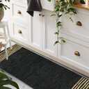 GRUHUM Jute Runner Rug 2'6"x 8' ft Natural Fiber Black Rectangular Jute Area Rug Leather Handwoven Boho Farmhouse Braided Rustic Vintage Eco Friendly Rug Kitchen Livingroom Bedroom Hallways Enterways