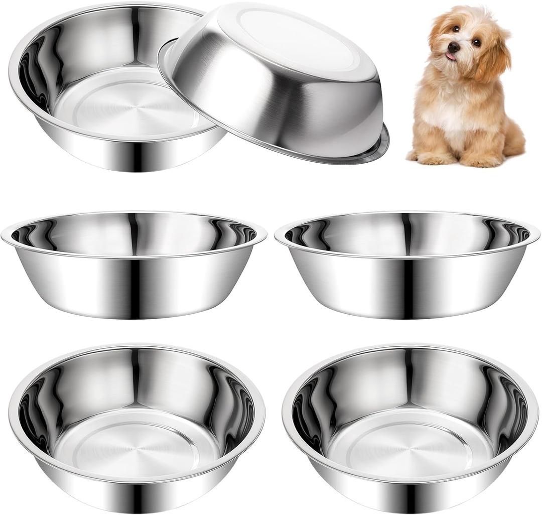6 Pcs Stainless Steel Dog Bowls, 6.9 Inch Thickened Metal Basic Dog Bowl 27 Oz Replacement Food Water Bowl Set for Small Medium Large Dogs Dishwasher Safe