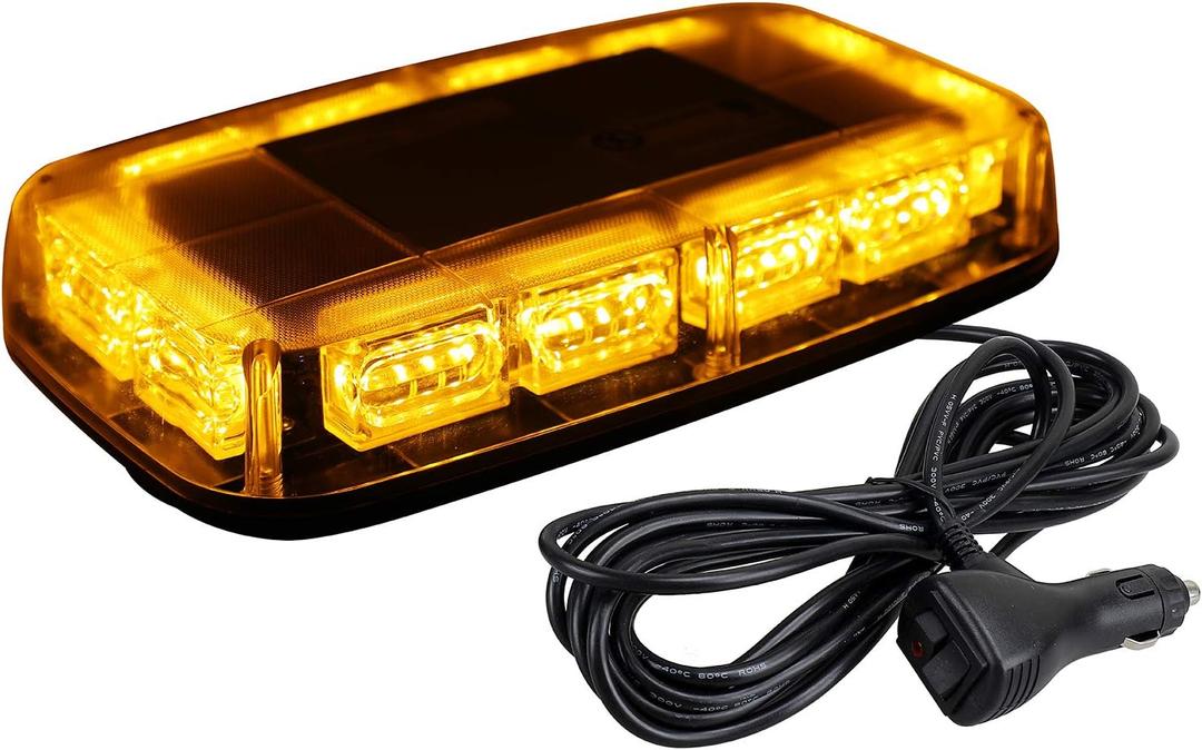 ASPL [Upgraded 5] 48LED Roof Top Strobe Lights, High Visibility Emergency Safety Warning LED Mini Strobe Light bar with Magnetic Base for 12-24V Snow Plow, Trucks, Construction Vehicles (Amber)