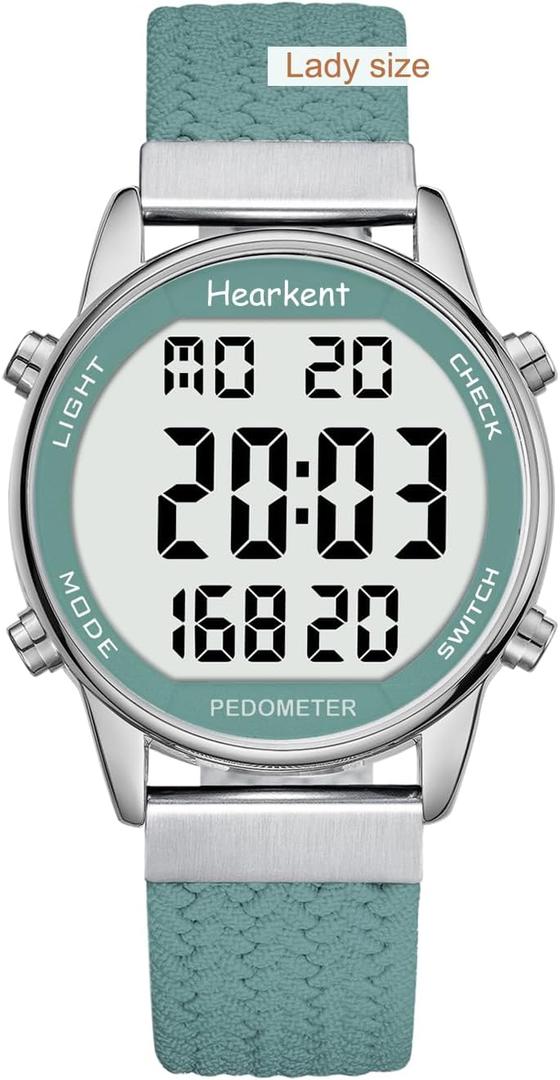 Women Pedometer Watch-Step Tracker Watch with Calories Counter-Non Bluetooth Pedometer Watches-LCD Large Numbers-30M Waterproof Watch-Sport Pedometer Watch Step Counter for Walking (Green)