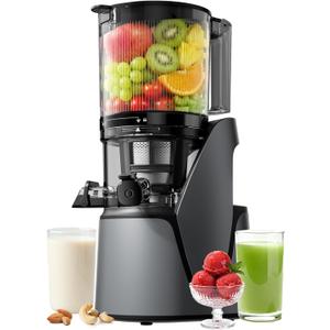 EanOruus Juicer Machines, 3-in-1 Cold Press Juicer with 6.5" Extra Large Chute, 100oz Large Capacity, AC Motor, Makes Juice, Nut Milk & Sorbet, Premium Gray