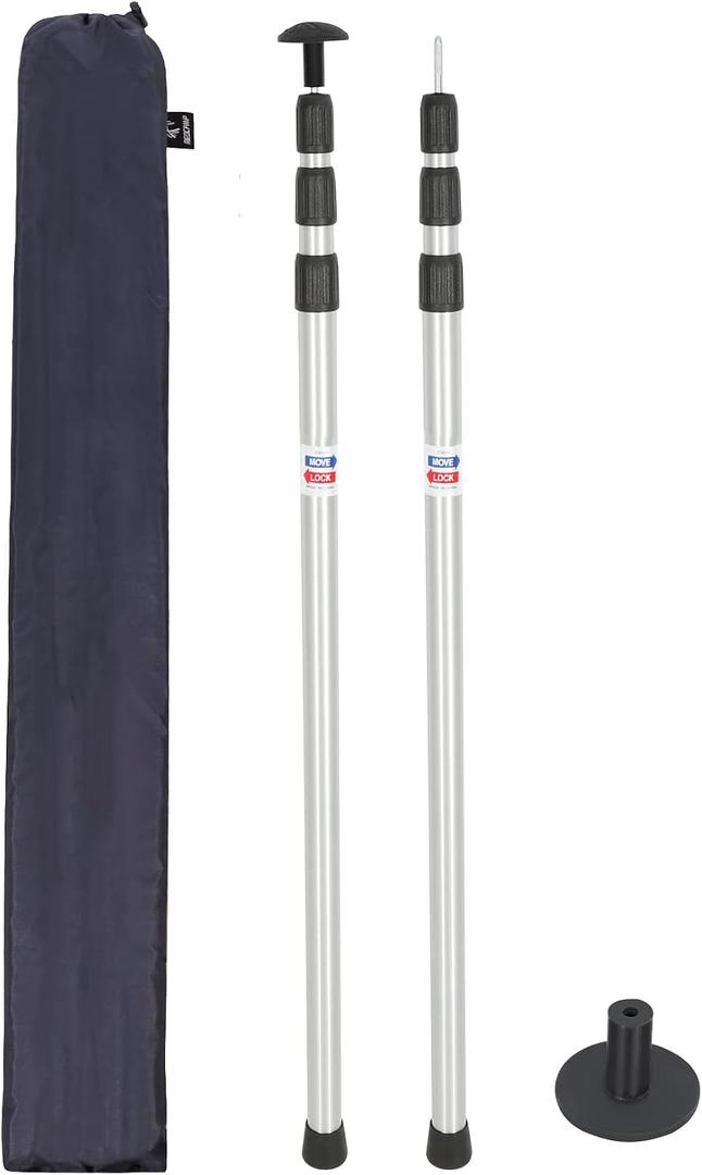 REDCAMP Aluminum Adjustable Camping Tarp Poles, Set of 2, 90" Telescoping Lightweight Tent Poles for Shelter, Hammock Rain Fly, Awning, 35.43-90.55in