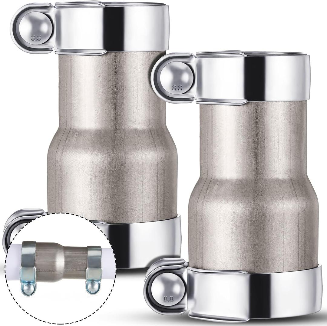 MorningRo 2 Pcs 2 to 2.5 Inch Exhaust Adapter Reducer Kit with Clamps, Stainless Steel, ID 2" to Od 2.5" Universal Exhaust Pipe Connector for Car, Truck, Suv