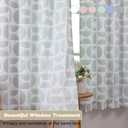 Aiyufeng Green and White Curtains for Bedroom 63 Inch Length for Living Room 2 Panels Set, Soft Airy 3D Embossed Textured Light Filtering Curtains, Rod Pocket Semi Fabric Bedroom Curtains, 38" Wx63 L