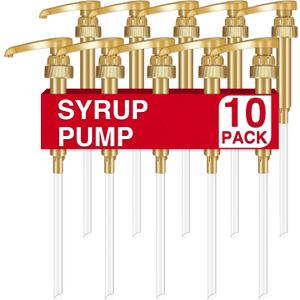VOISEN Coffee Syrup Pumps, 10 Pack Gold Syrup Pump, Skinny Syrup Pump for 750ml 25.4oz Syrup Bottle, Syrup Pump Dispenser for Kitchen Dinning Coffee Bar Drinking Mixes,Davinci,Jordans