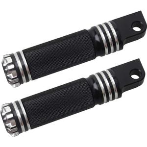 NTHREEAUTO Mounting Footpegs, Male Billet Footrests, Motorcycle Passenger Pedals Compatible with Harley Sportster, Dyna, Road King (Black/Chrome-2)