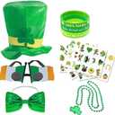 79 Pieces St. Patrick's Day Costume Accessories Kit with Shamrock Beads Necklace Hats Sunglasses Bracelets Temporary Tattoos Bow Tie for Men or Women St. Patrick's Day Party Favor Set