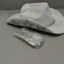 Cowboy Hat for Women Men 6 Sparkly Stars Brim & Rhinestone Belt Western Cowgirl Hat with Sunglasses Bandanas (Medium, White)