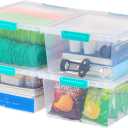 IRIS USA 12 Qt. Plastic Storage Bins Containers with Lids, 4 Pack, Sensory Bin, Craft Storage, Craft Organizers and Storage, Organizing Container for Home, Office and Art Supplies, Stackable, Clear (12 Qt. - 4 Pack)