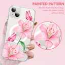OOK Magnetic Case for iPhone 15 Plus Case Cute Flower Butterfly Design with 2 PCS Screen Protector [Compatible with MagSafe] for Girls Women Floral Clear Slim Phone Cover-Pink Lily Flower