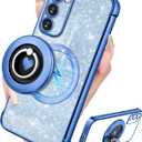 for Samsung Galaxy S20 FE Case - Women Glitter Bling Girls Compatible with MagSafe Ring Stand Magnetic Phone Case Girly Cute Sparkly Luxury Elegant for Samsung S20 FE Cases - Blue