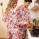 RAISEVERN Couples Christmas Matching Pajamas 2 Piece Women Men Xmas Pjs Soft Pajama Set Long Sleeve Loungewear Warm Sleepwear (Large, Christmas 03 Cat)