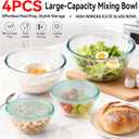 YUANYE 4 Pack Glass Mixing Bowls with Lids Set (3/1.7/0.9/0.6QT),Thick Glass Large Salad Bowl Set, Nesting Kitchen Bowls for Serving, Prepping, Cooking and Baking, Dishwasher, Oven,Microwave Safe